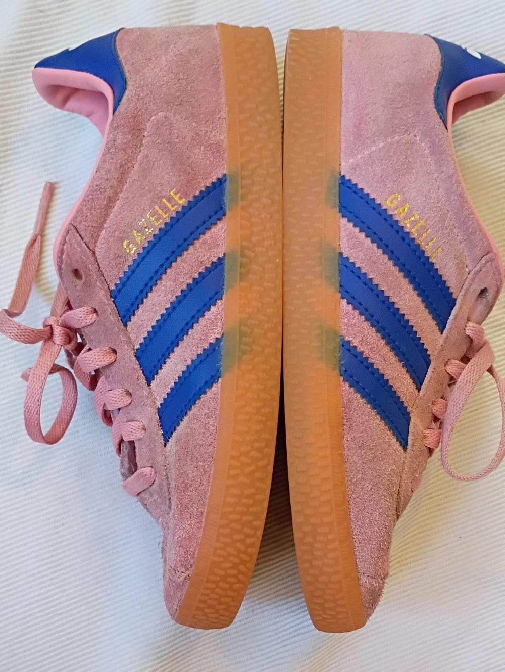 adidas Gazelle Kids Pink Suede Sneakers with Blue Stripes